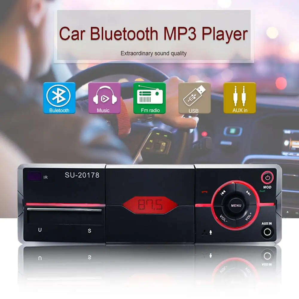 Автомобильное радио 12 в Bluetooth стерео тире 1 Din FM Aux вход поддержка Mp3/MP4 USB MMC WMA AUX TF