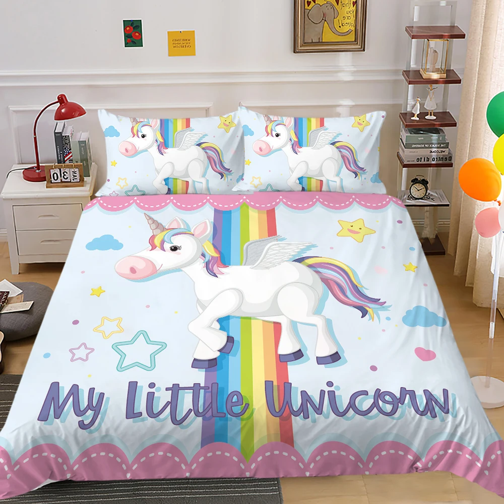 

Cartoon Duvet Cover Set Unicorn Design Bedclothes Boys Girls Bedroom Decoration Home Textile