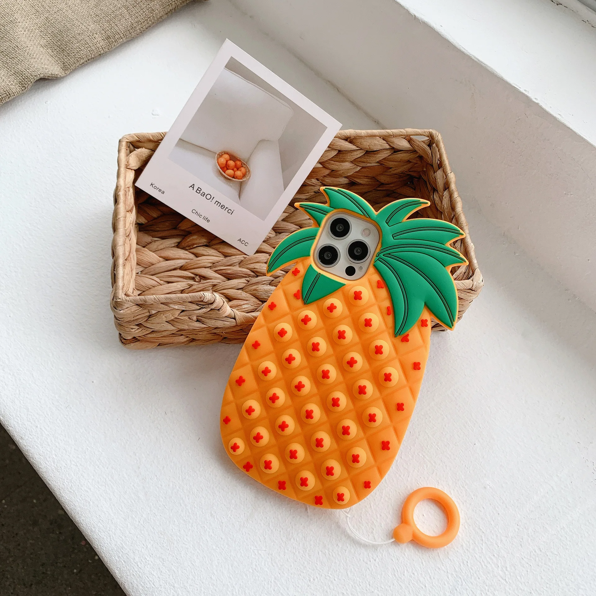 Fidget Push Pop Reliver Stress Pineapple Toys Phone Soft Case For iPhone 7 8 Plus X XS XR 11 12 Pro Promax Sensory Toy Cover