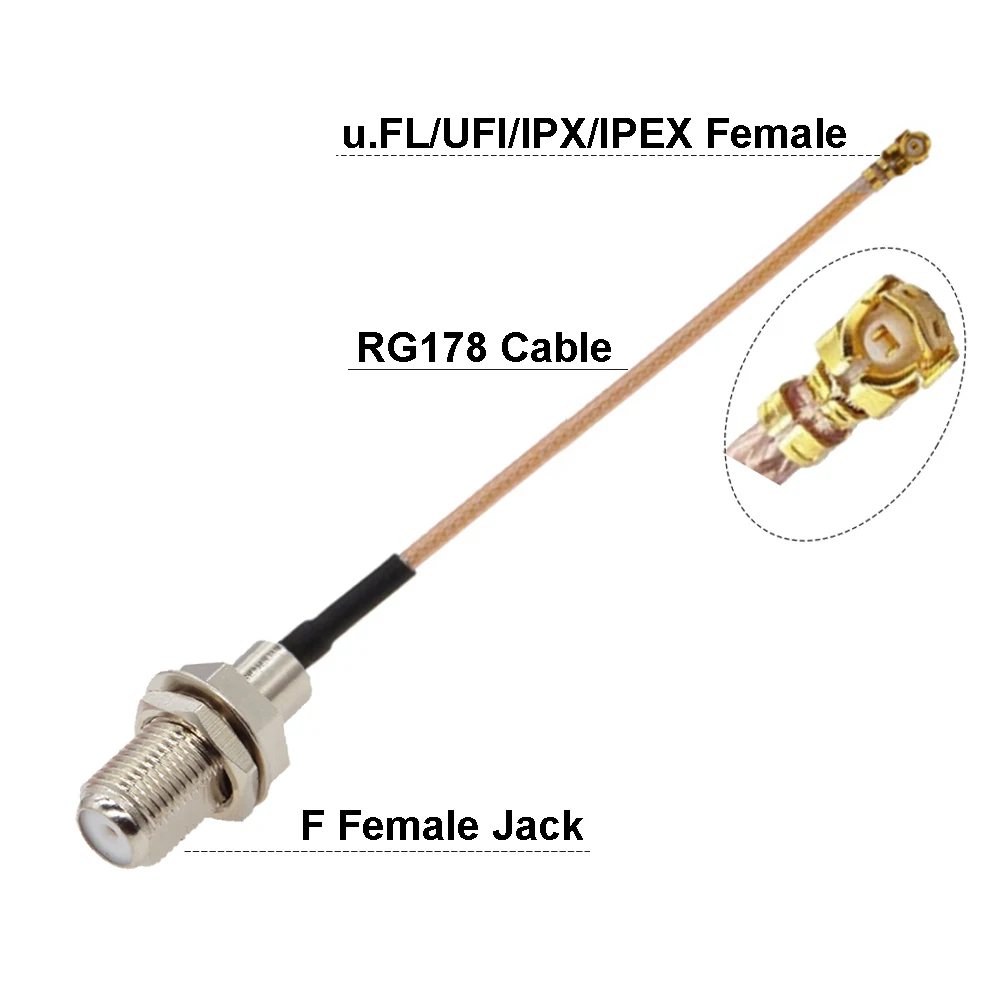 10 шт./лот F к IPX RG178 кабель Female uFL/u.FL/IPX/IPEX-1 Jack RF коаксиальный гибкий Wi-Fi 3G антенный