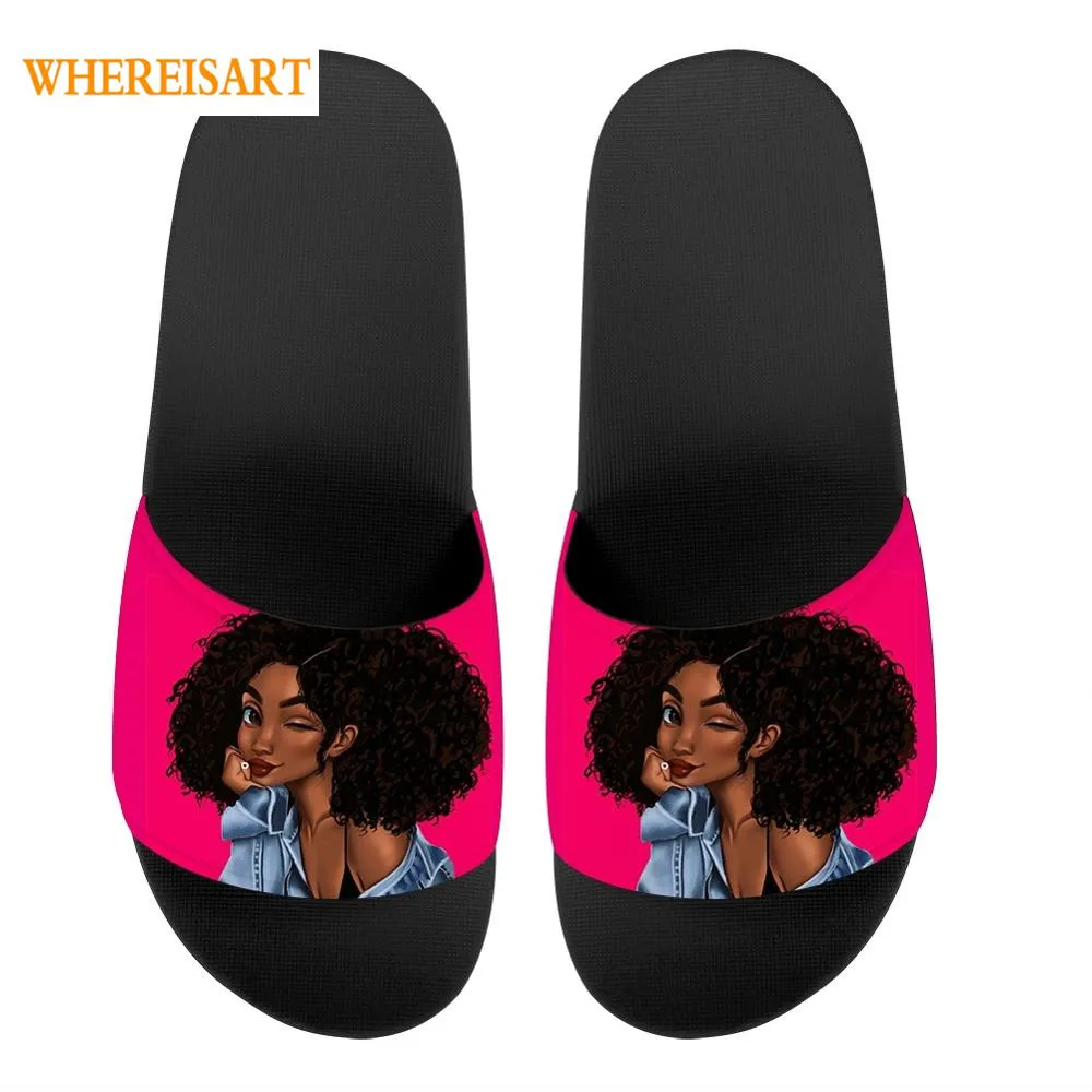 WHEREISART афро для девочек черного цвета женская обувь с рисунком женские туфли