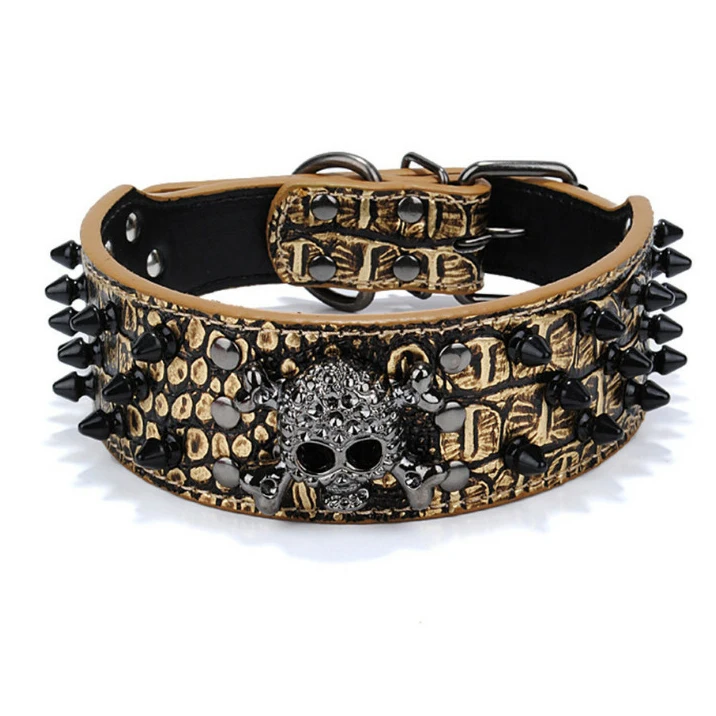 Хэллоуин шипами черепа Шпильки ошейник для собаки регулируемые заклепки из