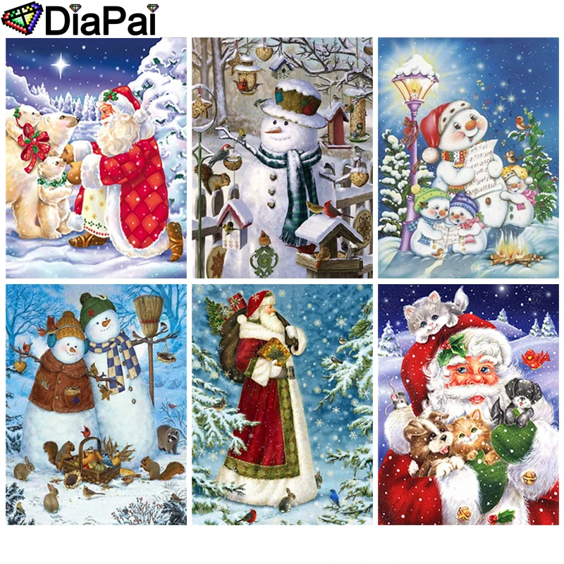 

DIAPAI 5D Алмазный Узор страз рукоделие Diy Алмазная картина вышивка крестиком "Снеговик Санта Клаус" Алмазная вышивка