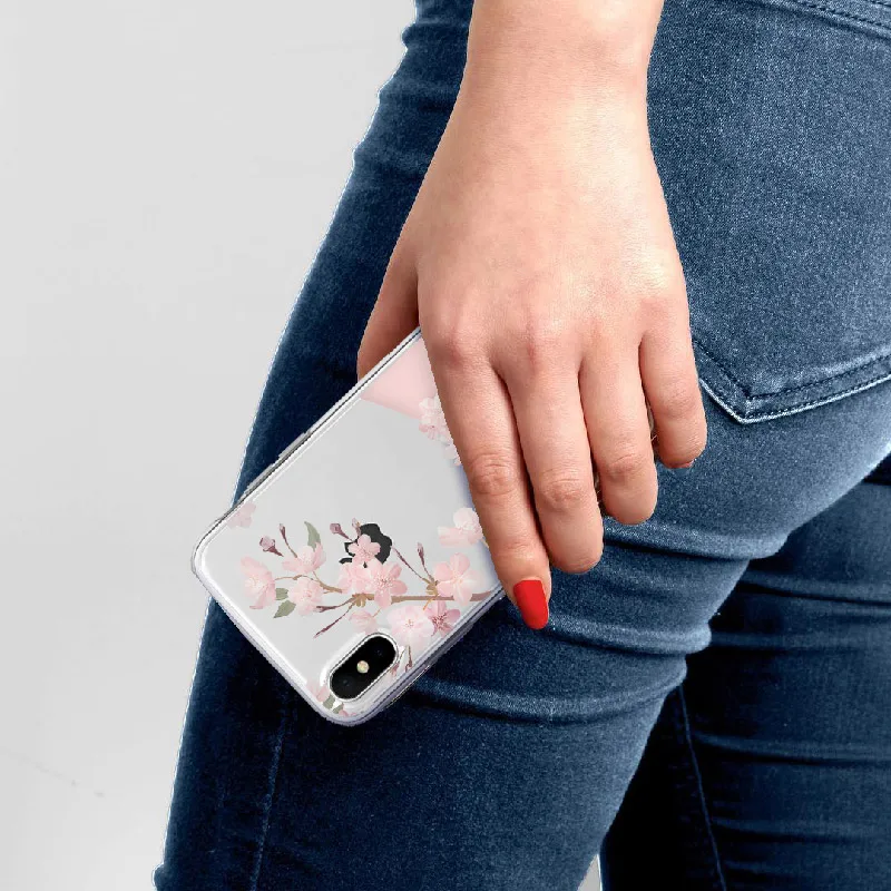 Custom Cherry Blossom Flower A to Z Initial Alphabet  Soft TPU Phone Case Cover For iPhone 14 14ProMax 14Plus 13Promax 13 12 11