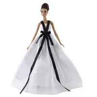 fashion white bowknot princess dress for barbie dolls clothes evening party gown 16 bjd doll accessory kids diy toys girl gifts