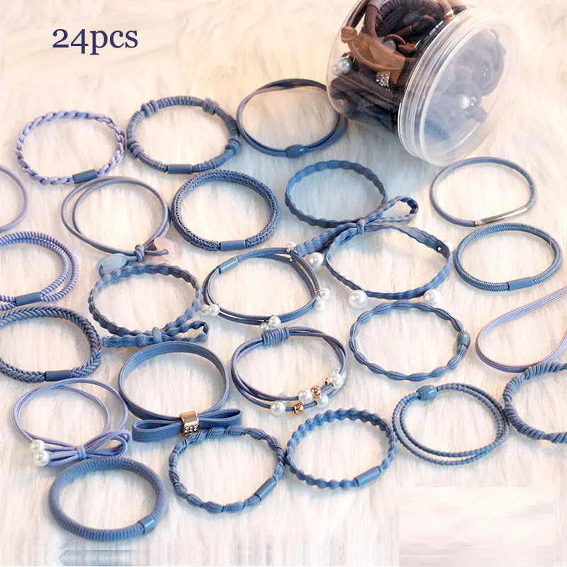 [24 шт.] высокая эластичная резинка для волос с украшением из жемчуга головной убор