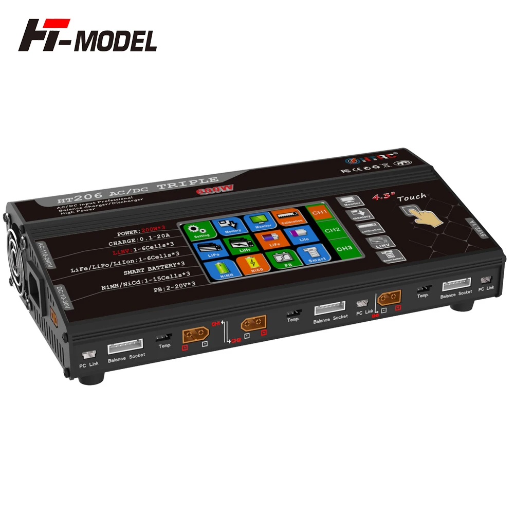 HTRC HT206 AC/DC TRI 200 Вт * 3 20A тройной порт RC балансирующее зарядное устройство для