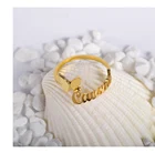 Кольцо женское из нержавеющей стали с бабочкой, индивидуальное открытое регулируемое Ювелирное Украшение для пар, Подарок на годовщину