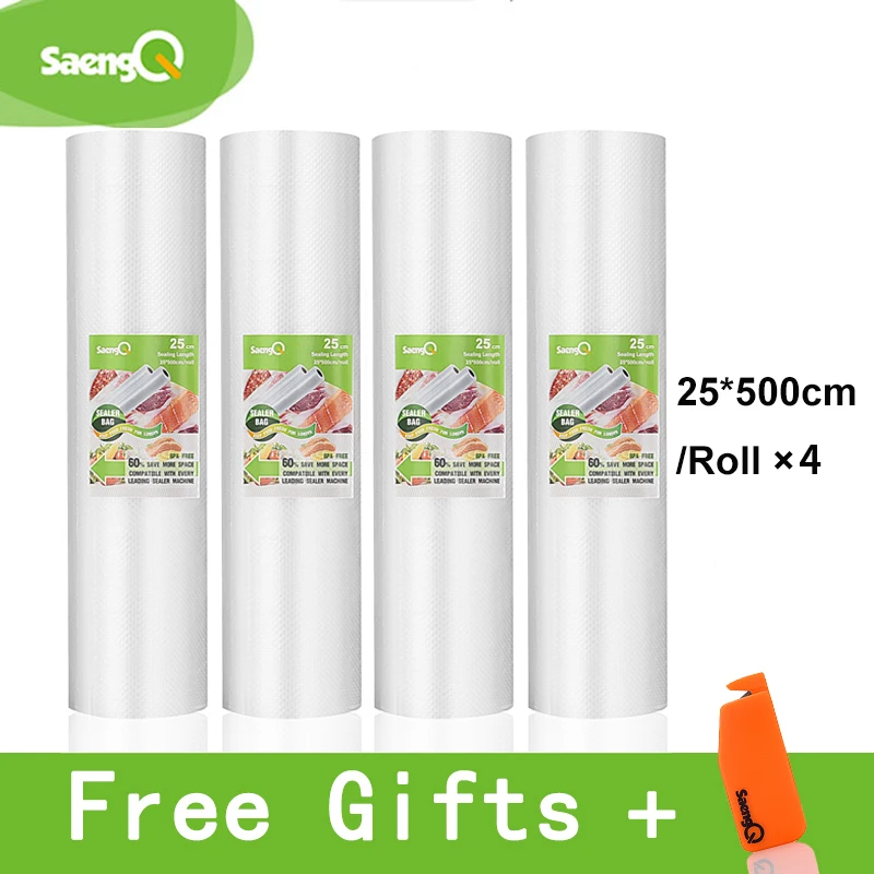 25cm-4pcs SaengQ 5 рулонов/много жизни Кухня Еда вакуум сумка сумки для хранения для вакуумный упаковщик еда свежий долго сохраняя 12+ 15 20 25 30 см* 500 - Цвет: 25cm-4pcs