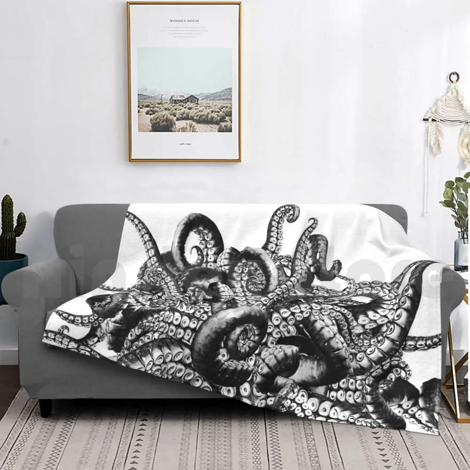 Присоски в чернилах ~ асимметричное одеяло для дивана кровати путешествий