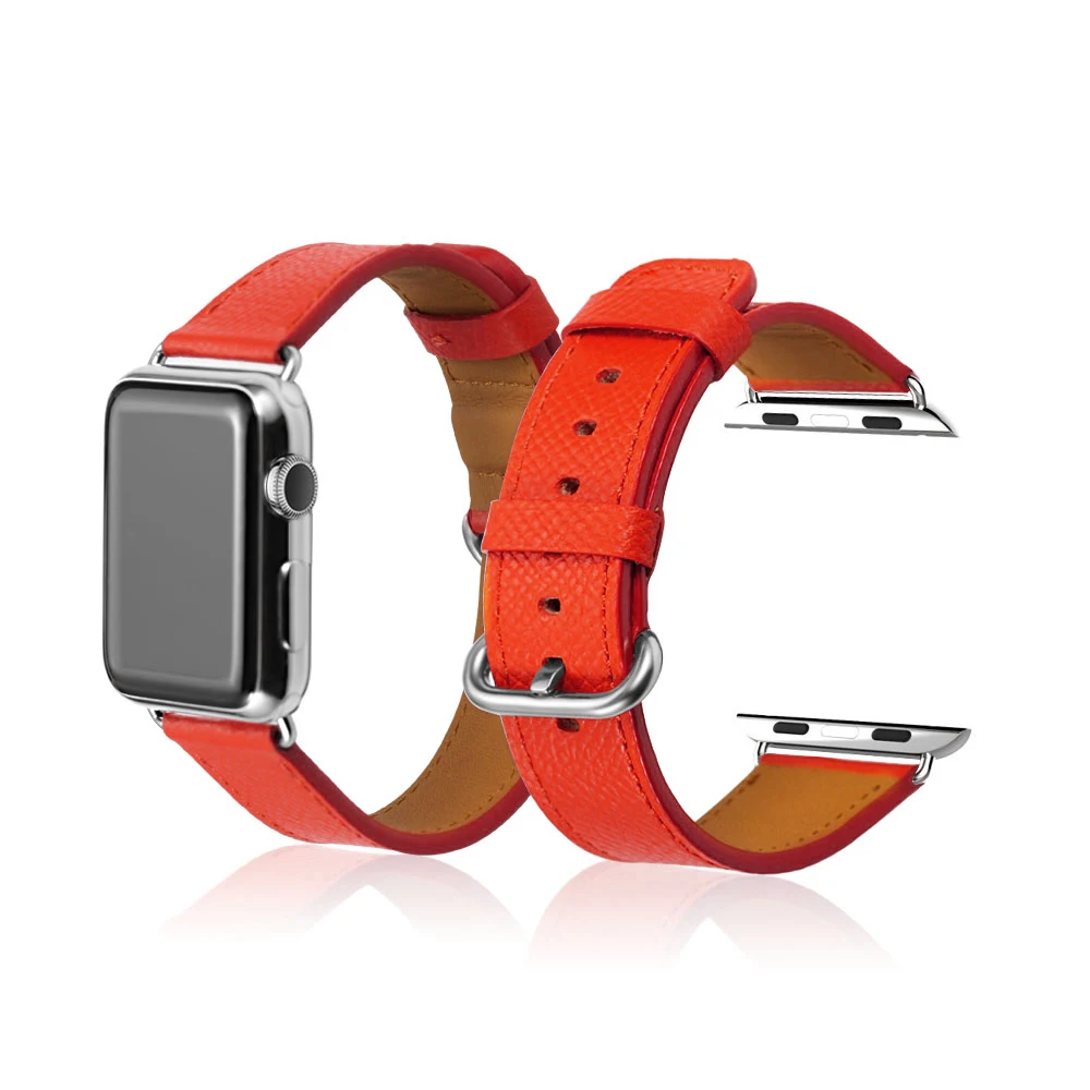 Red iStrap Genuine Leather Vintage Loop Strap for Apple Watch Band Iwatch 3/2/1 Replacement Bracelet - Цвет ремешка: Red