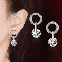 luxury round earrings silver plated earrings anti allergy crystal beads womens wedding fashion jewelry anniversary gift