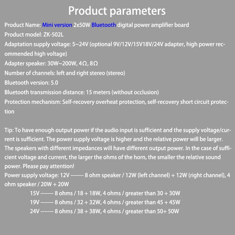 Bluetooth 5 0 беспроводной аудио цифровой усилитель мощности стерео плата 50Wx2 Amp Amplificador
