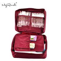 free shipping wine red outdoor travel first aid kit bag home small medical box emergency survival kit treatment outdoor camping