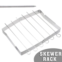 foldable stainless steel bbq skewer rack reusable for bbq mini barbecue holder grill rack barbecue accessories