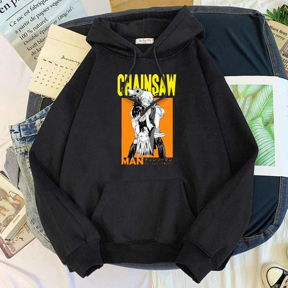 

Womans Hoodie Anime Chainsaw Man Printing Sweatshirtladies Loose Oversize Clothing Autumn Fleece Japan Manga Womans Sweatshirts