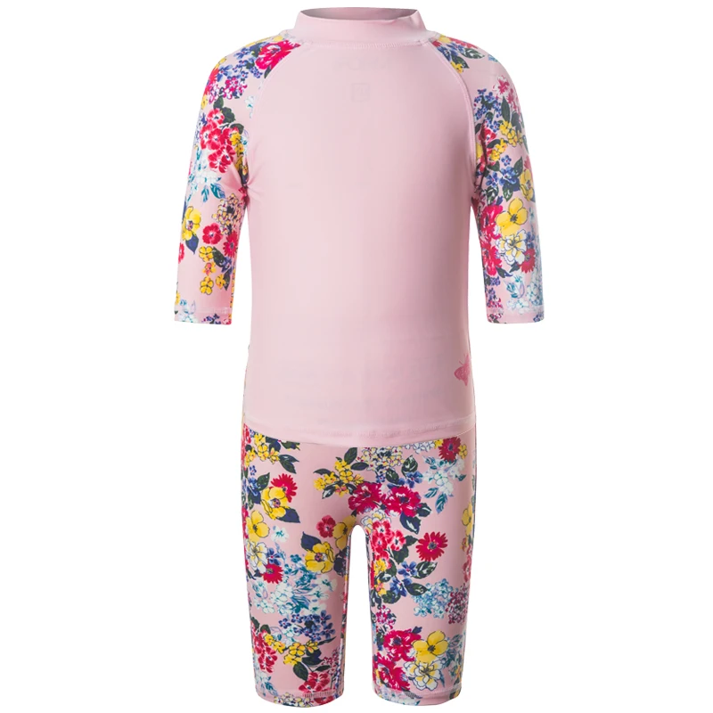 

Julysand High Quality Girls Bathing Two Pieces Baby Skin Care Half Sleeve Floral Printed Swimsuit Kids Swimsuit