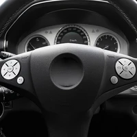 for mercedes benz ces class w204 w212 w221 glk x204 aluminum alloy silver car steering wheel button sticker interior accessories