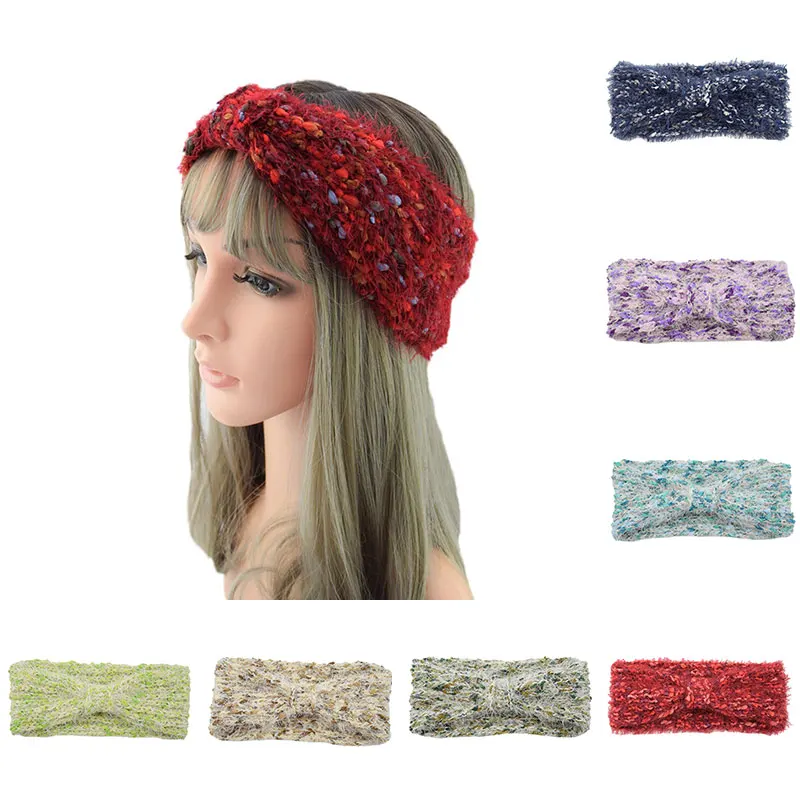 Красочные Бархатные плюшевые повязки на голову осень и зиму вязаные женские