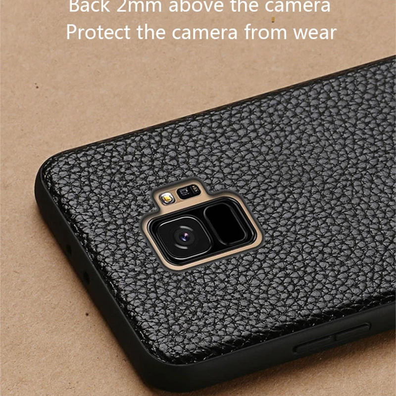 Genuine Leather Phone Case For Samsung Galaxy S8 S9 s10 Plus Litchi Texture Back Cover S7 Edge A50 A70 A7 A8 2018 | Мобильные