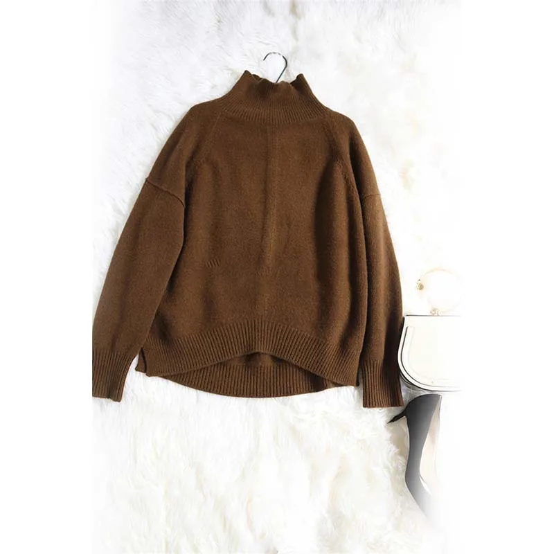

Autumn and Winter New Cashmere Sweater Women's High-Necked Pullover Loose Thick Sweater Short Paragraph Knit Shirt