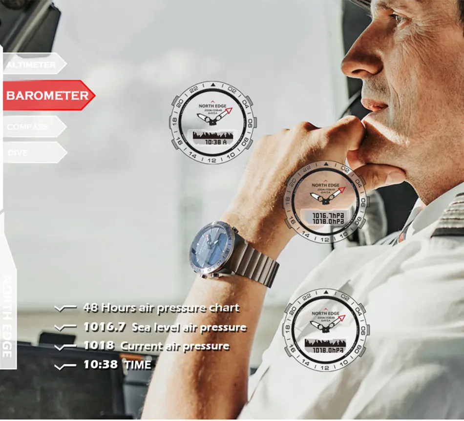 Деловые Смарт-часы North Edge GAVIA 2 роскошные полностью стальные цифровые спортивные