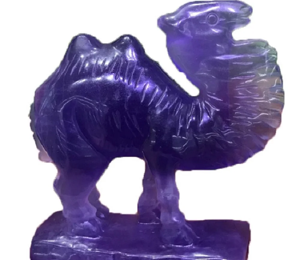 

AAAANatural Purple Fluorite Hand Carved Camel Sculpture Healing Degaussing Mineral Quartz Home Decor Christmas Gift