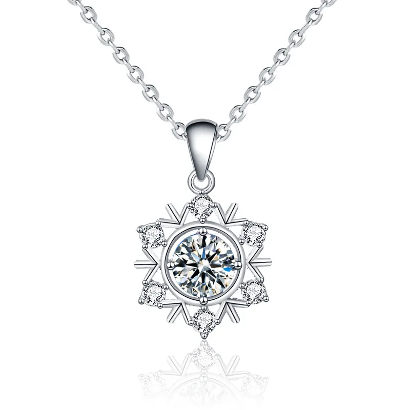 

1ct 6.5mm EF Round Moissanite 925 Sterling Silver Moissanite Necklace Diamond Test Passed Fine Jewelry Woman Girl