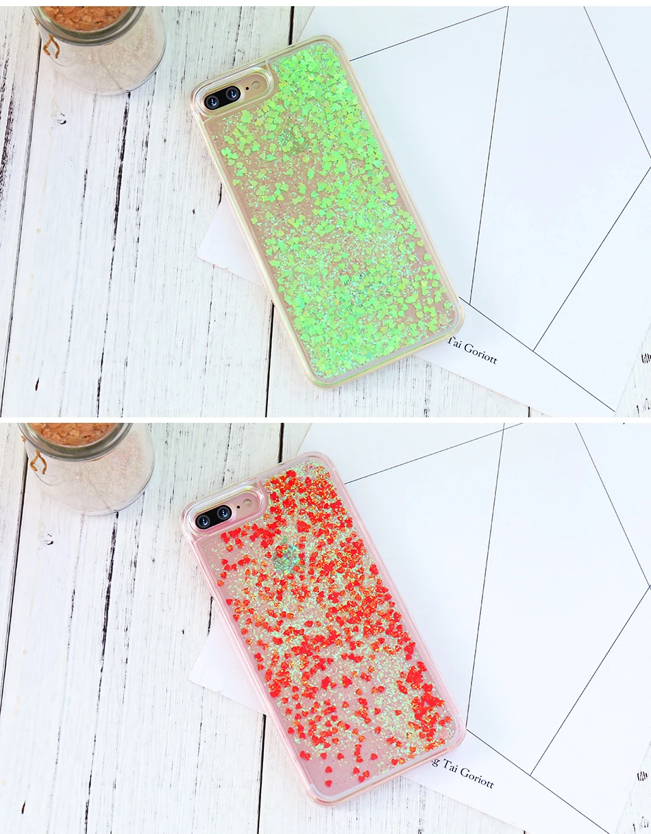 Чехол Quicksand для iphone 7 6 s Plus, чехол с милыми блестками, блестящая пластиковая задняя крышка для iphone 7 6s 5, 4S чехол s