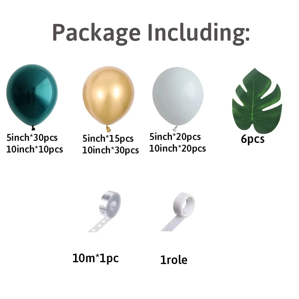 Гирлянда с зелеными воздушными шарами 131 шт. | Дом и сад