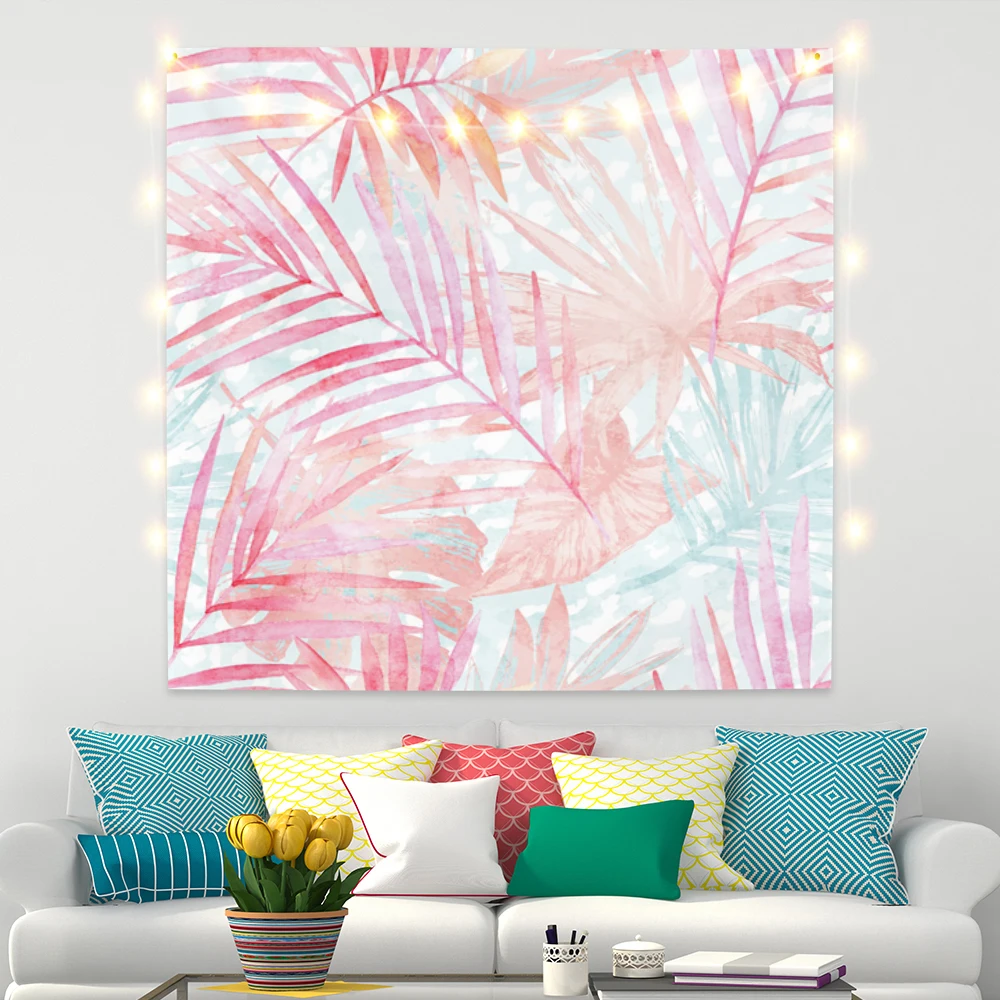 

Laeacco лист тропического растения гобелен, Современное абстрактное акварельное одеяло с принтом, настенное украшение для гостиной, спальни, п...