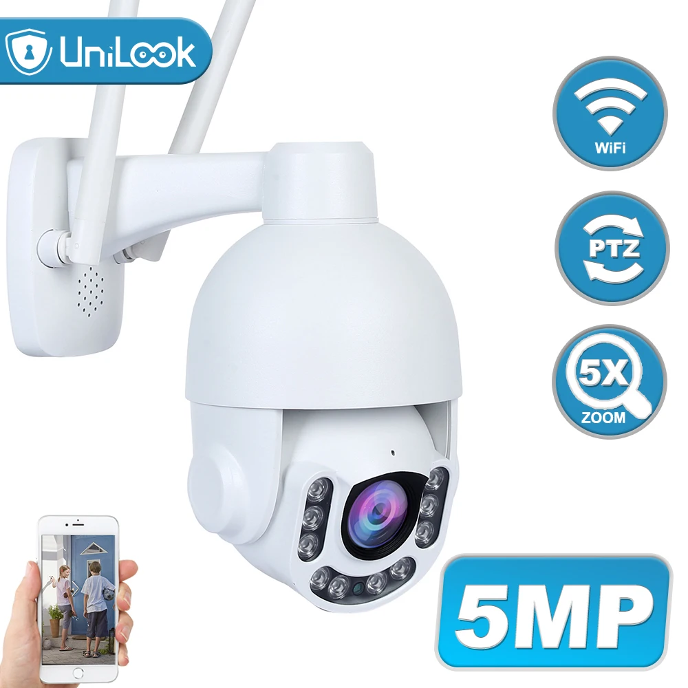 Беспроводная купольная PTZ камера UniLook 5MP с 5 кратным зумом Поддержка