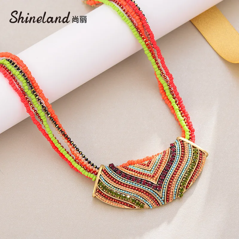 Ожерелье Shineland женское многослойное в богемном стиле модное Ювелирное Украшение
