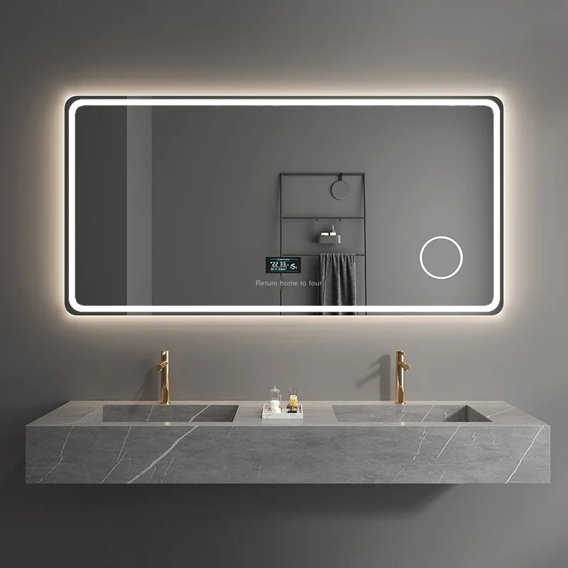 

Bathroom mirror toilet bathroom mirror touch screen led light light makeup wall hanging anti-fog wall smart mirror