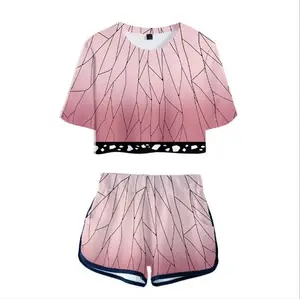 Футболка с изображением рассекающего демонов: Kimetsu no Yaiba Kamado Tanjirou Nezuko, костюм для косплея, Kochou Shinobu, футболка Iguro Obanai, короткие футболки