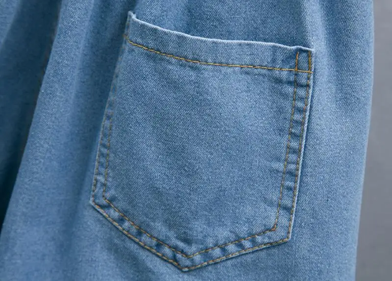 

2020 Summer new Womens Solid Elastic Waist Pockets Denim Shorts female Plus size 5XL loose Jeans Shorts spodenki damskie w483