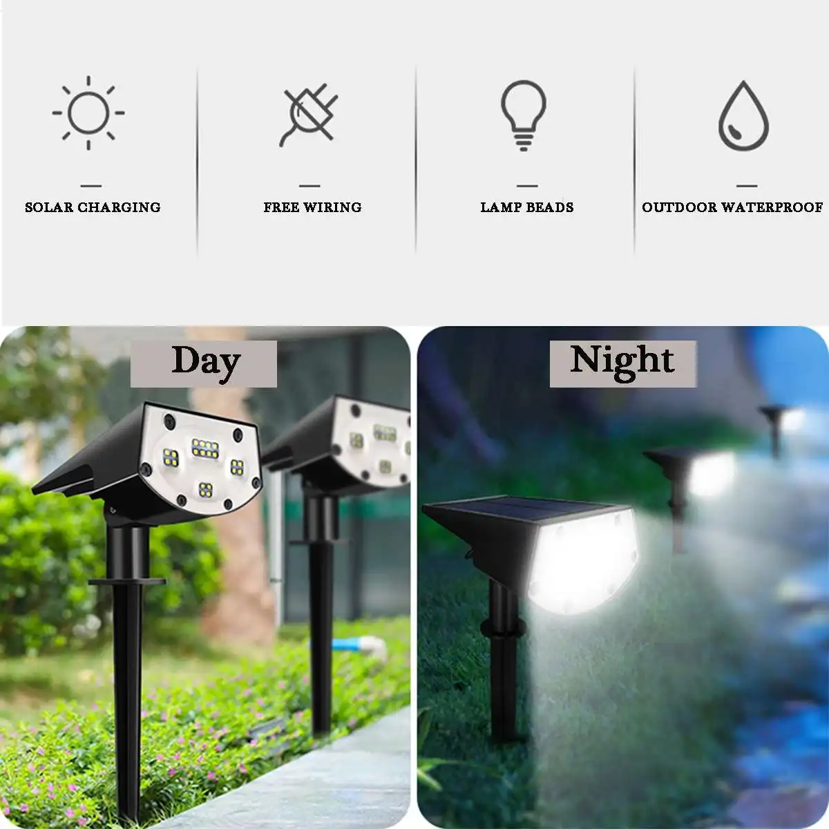 

2/1pcs 20 LED Solar Spotlight Solar Garden Light IP65 Waterproof Super Bright Landscape Wall Light Outdoor Lighting Lawn Lamps