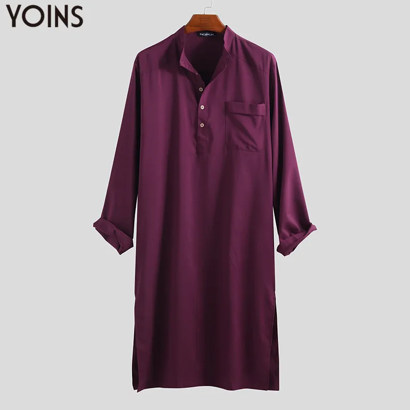 Мужской кафтан YOINS мусульманский с длинными рукавами в арабском стиле одежда