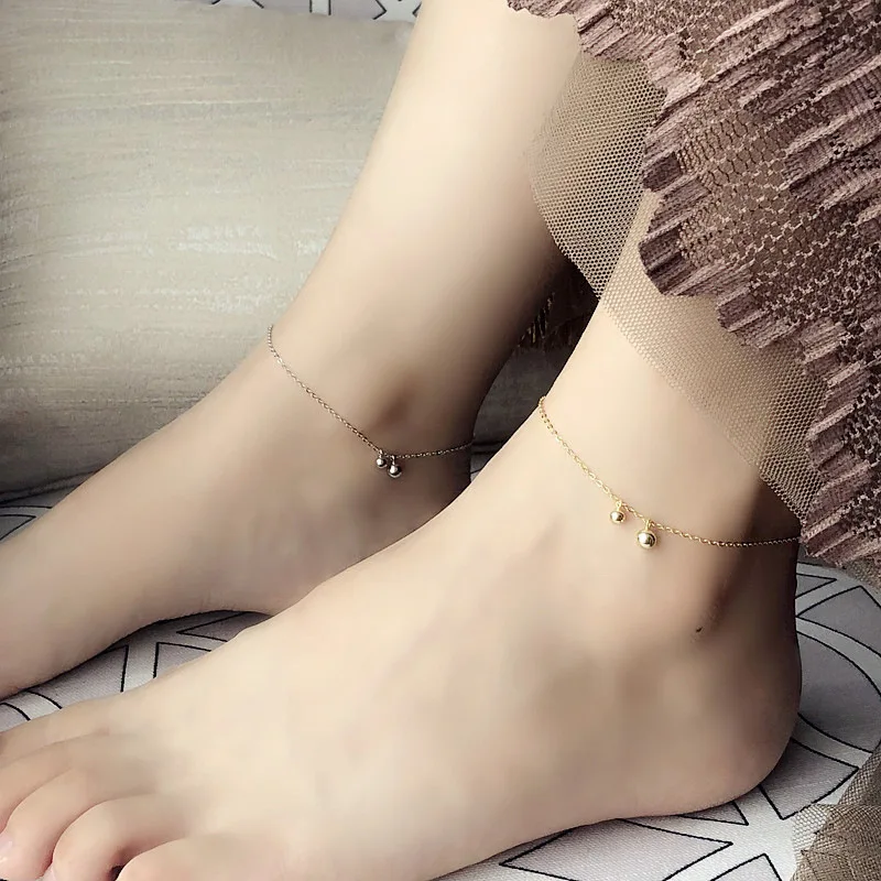 Женский ножной браслет Flyleaf ювелирный из серебра 925 пробы с золотыми бусинами и