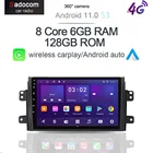360 панорамная камера Carplay 6G + 128 ГБ Android 11,0 автомобильный DVD-плеер GPS карта WIFI Bluetooth RDS радио для Suzuki SX4 2006-2012 2013