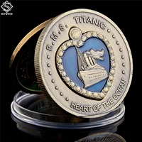 1912 rms titanic heart of the ocean coin bronze enamel medal blue enamel large ship