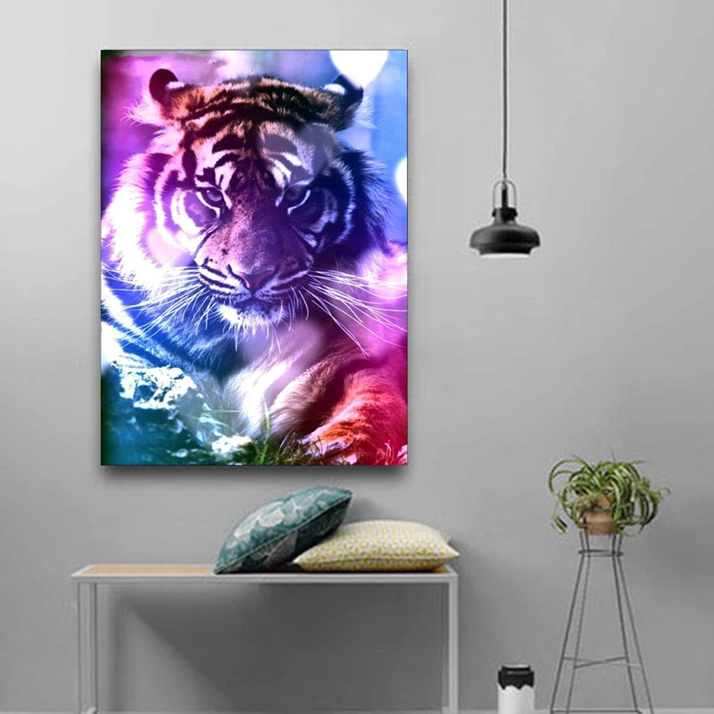 5D алмазная живопись животное белый тигр волк бриллиантовая вышивка крестиком