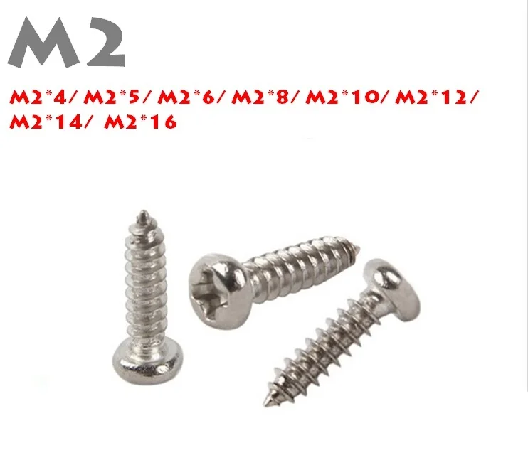 Саморезы Из Углеродистой Стали M2X4/5/6/8/10/12/20 мм с никелевым покрытием и круглой