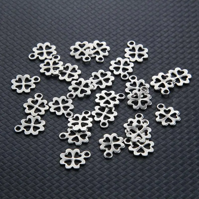 Подвески из нержавеющей стали с четырьмя листьями клевера маленькие подвески