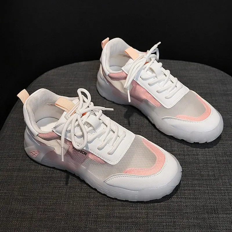 

Женские спортивные туфли с желеобразной подошвой, повседневные сетчатые дышащие туфли с тонкой подошвой, подходящие к цвету, лето 2021