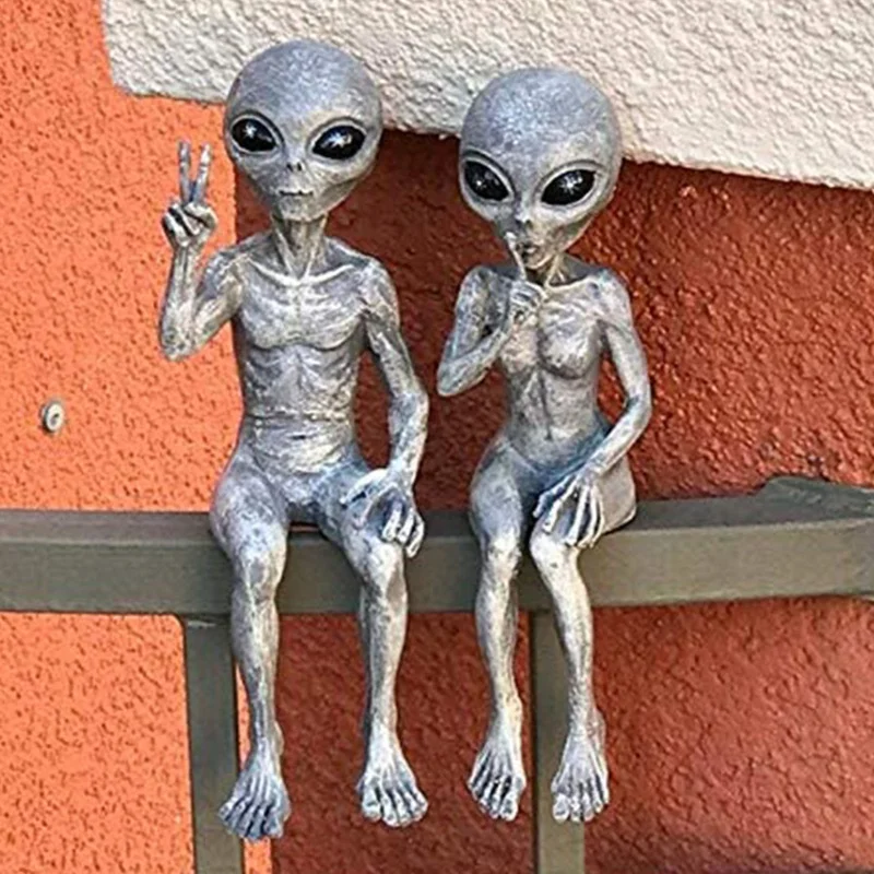 

Outer Space Alien Statue Martians Garden Figurine Set for Home Indoor Outdoor Figurines Garden Ornaments Miniatures