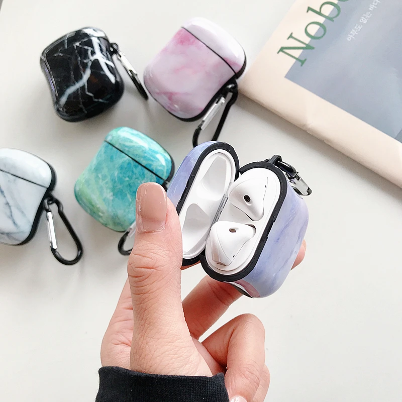 Новый чехол с мраморным рисунком для Airpods 2/1 роскошный силиконовый защитный Bluetooth