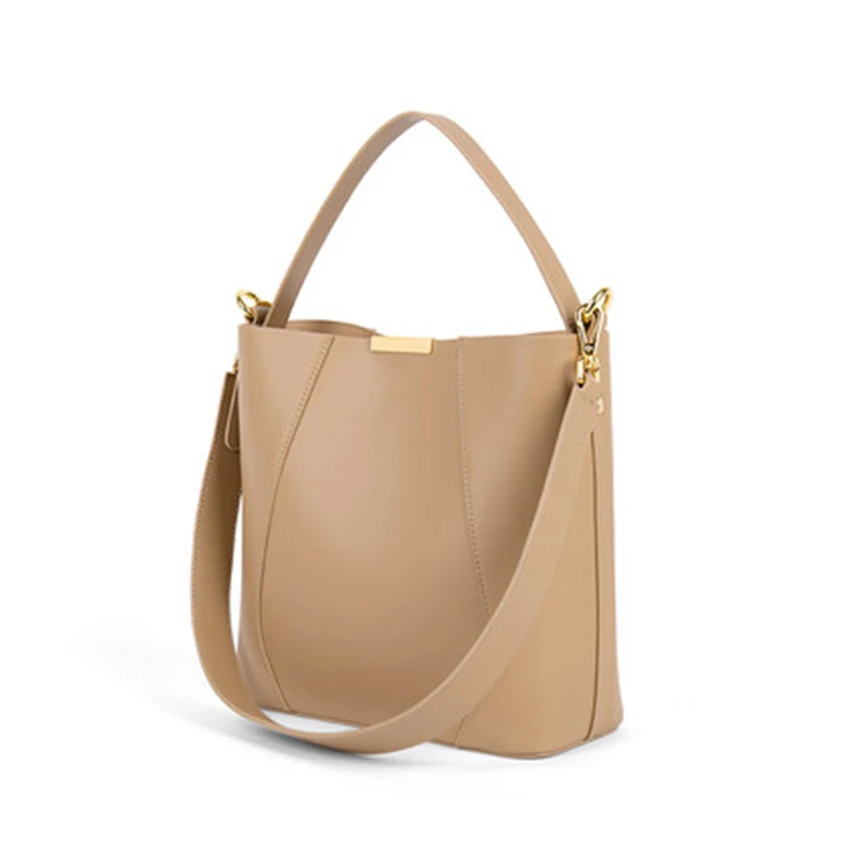 

OUSSON Fashion Exquisite Women One-Shoulder Bucket Bag Leather Lady Casual Commuter Tote Handbag