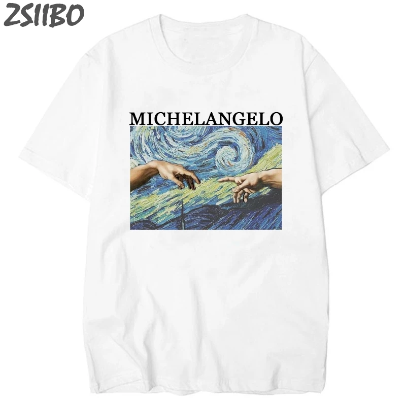 Летняя мужская футболка Мужская с надписью You Look Like Heaven and I Felt Hell Michaelangelo the Last