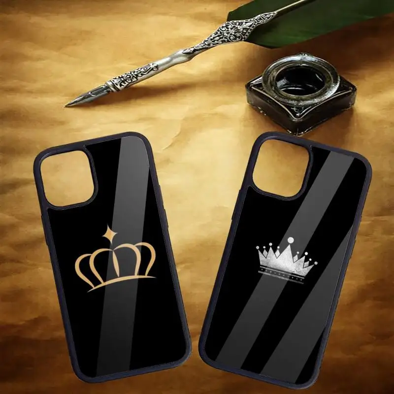 Matte Crown King Queen Phone Case for iPhone 11 12 pro XS MAX 8 7 6 6S Plus X 5S SE 2020 XR Hard PC